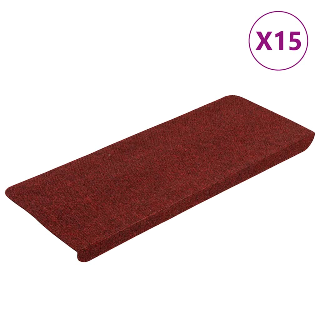 VidaXL Selbstklebende Treppenmatten, 15 Stück, 65 x 24,5 x 3,5 cm, Rot