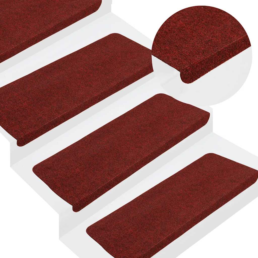 VidaXL Selbstklebende Treppenmatten, 15 Stück, 65 x 24,5 x 3,5 cm, Rot
