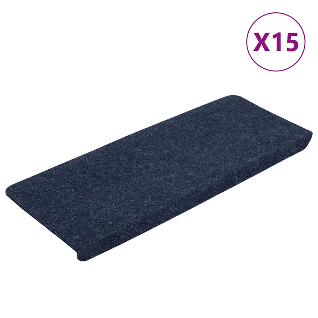 VidaXL Selbstklebende Treppenmatten, 15 Stück, 65 x 24,5 x 3,5 cm, Blau