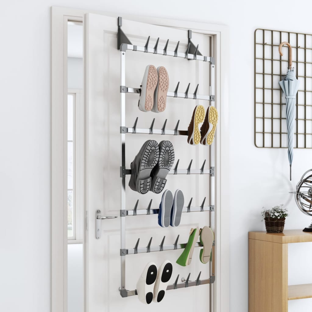 VidaXL Hängender Schuhständer 66x13x139 cm Silber