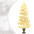 VidaXL Künstlicher Weihnachtsbaum mit Lichterkette und Topf, 120 cm, PVC, Weiß