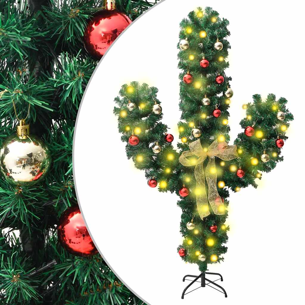 Vidaxl Weihnachtskaktus mit Standard und LEDs 210 cm PVC Grün