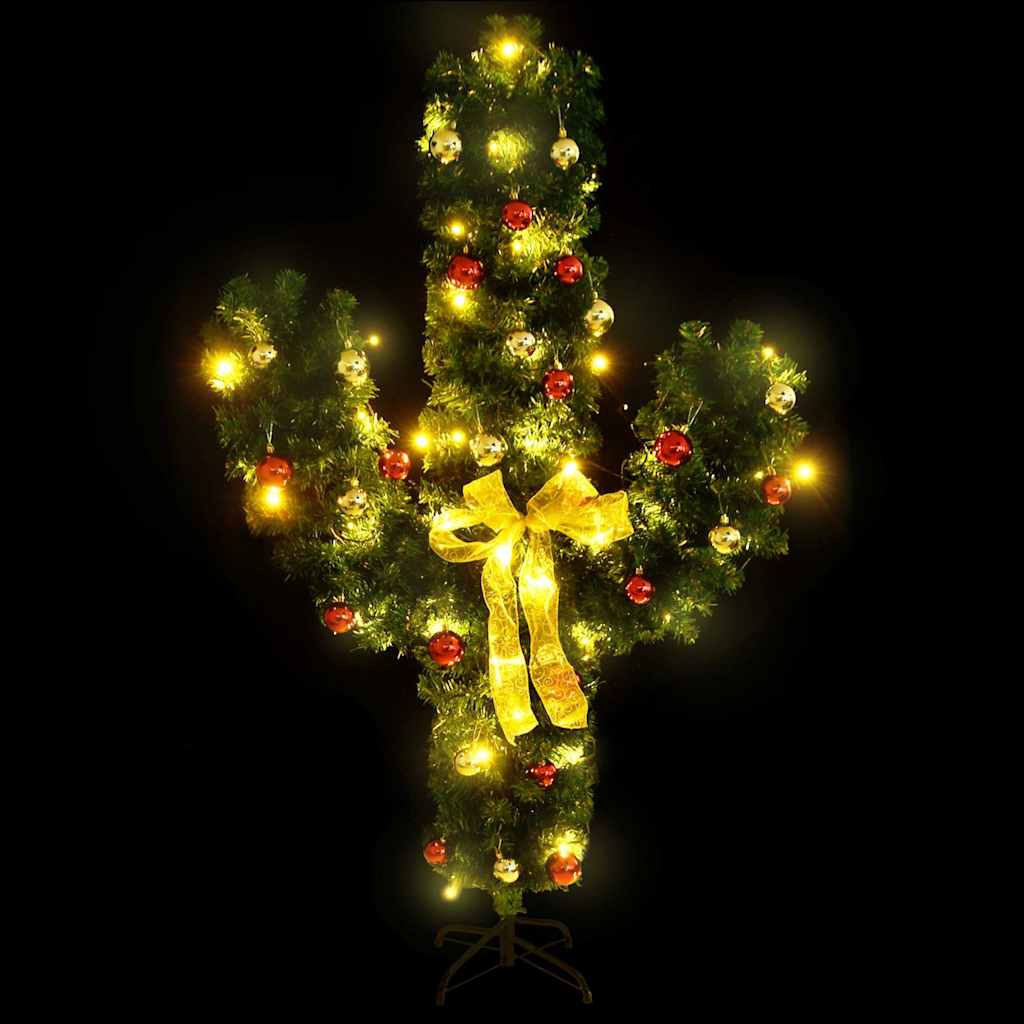 Vidaxl Weihnachtskaktus mit Standard und LEDs 210 cm PVC Grün