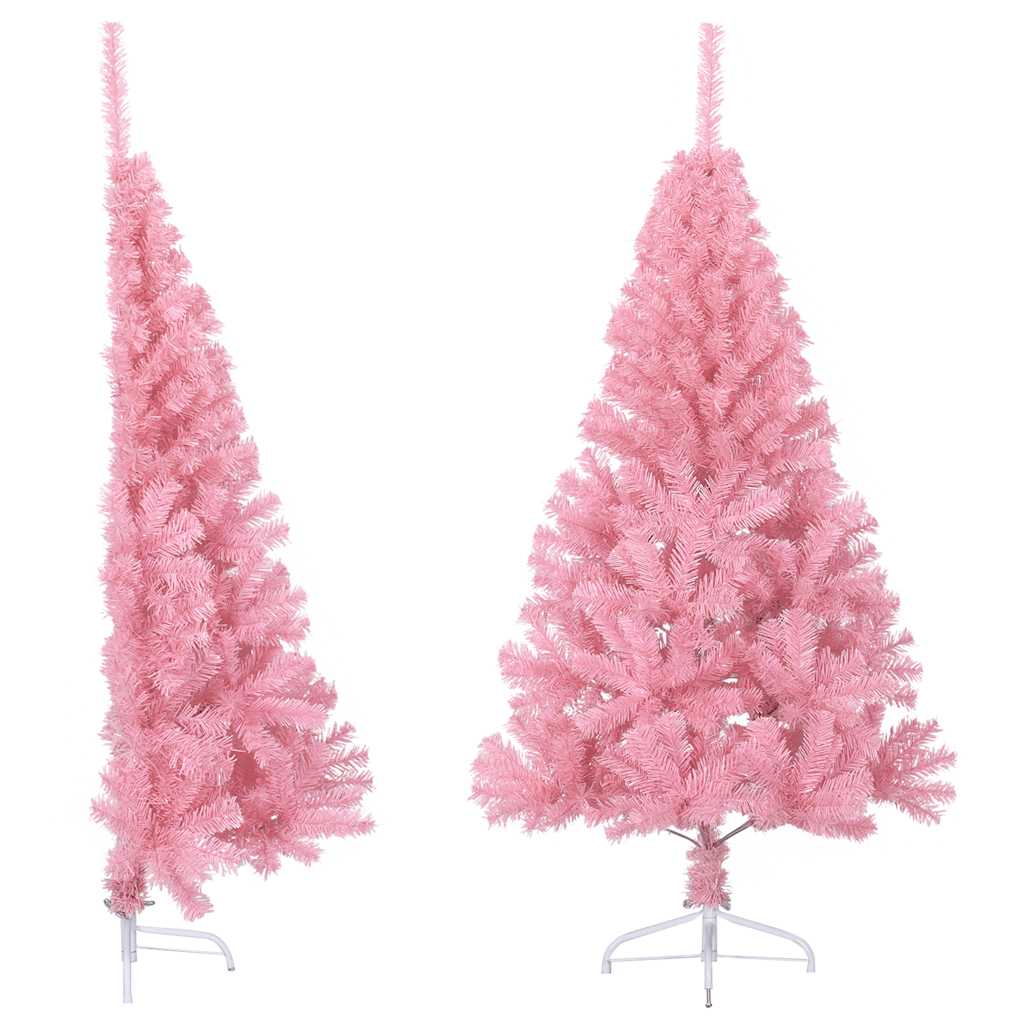 Vidaxl kunstkerstboom met standaard half 120 cm pvc roze