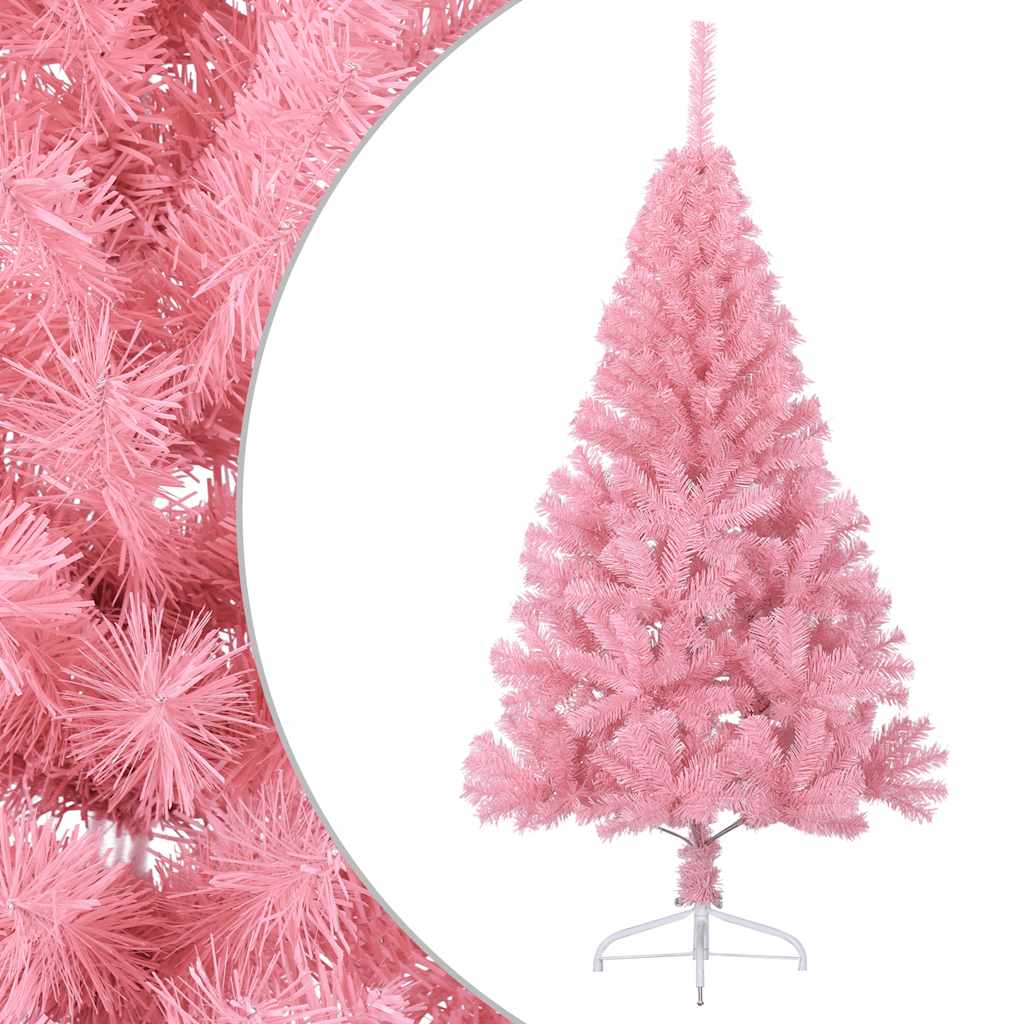 Vidaxl kunstkerstboom met standaard half 150 cm pvc roze