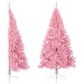 Vidaxl kunstkerstboom met standaard half 210 cm pvc roze