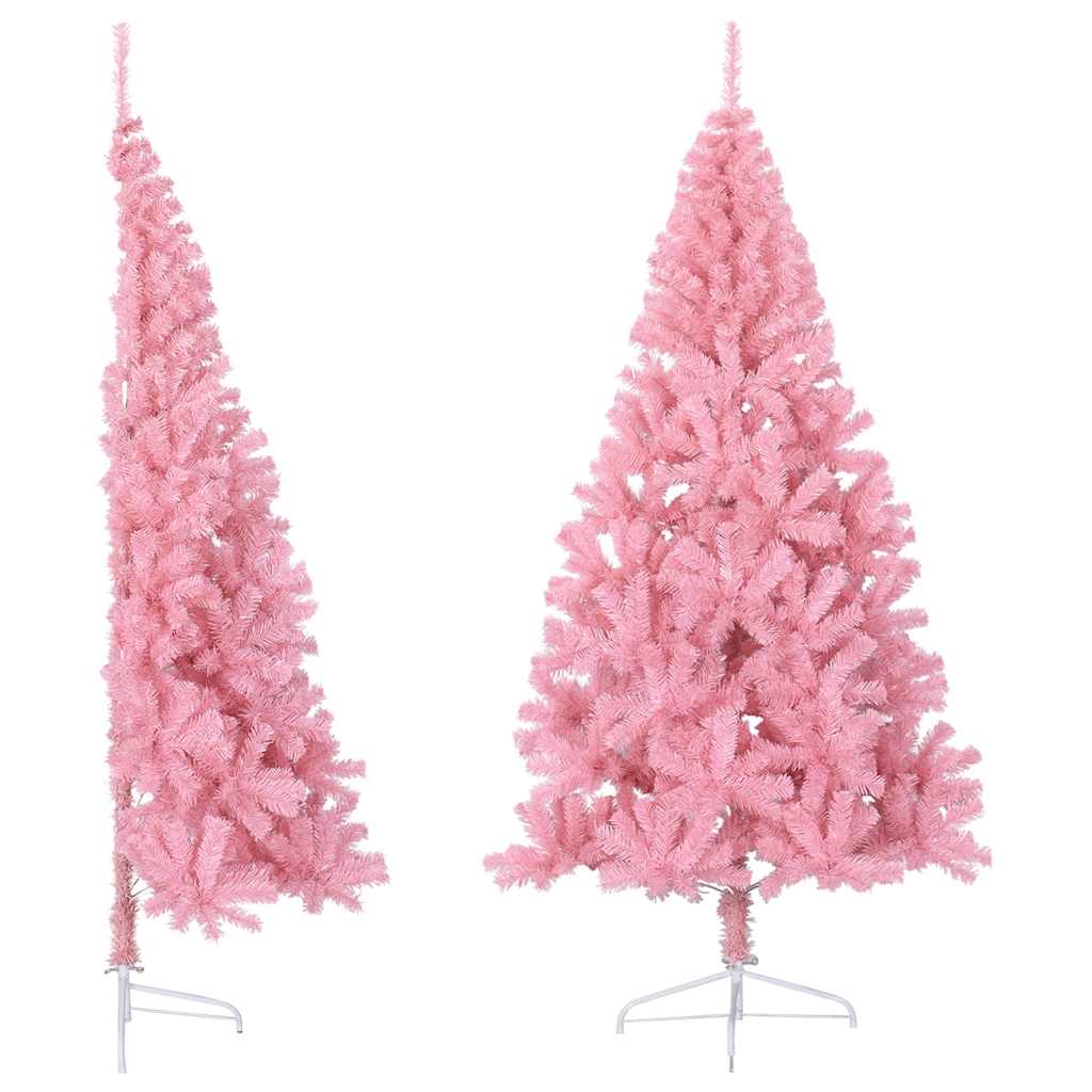 Vidaxl kunstkerstboom met standaard half 210 cm pvc roze