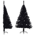 Vidaxl kunstkerstboom met standaard half 120 cm pvc zwart