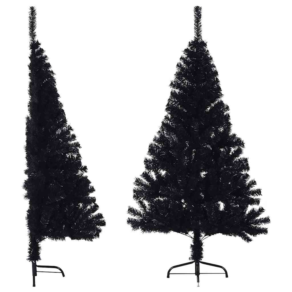 Vidaxl kunstkerstboom met standaard half 120 cm pvc zwart