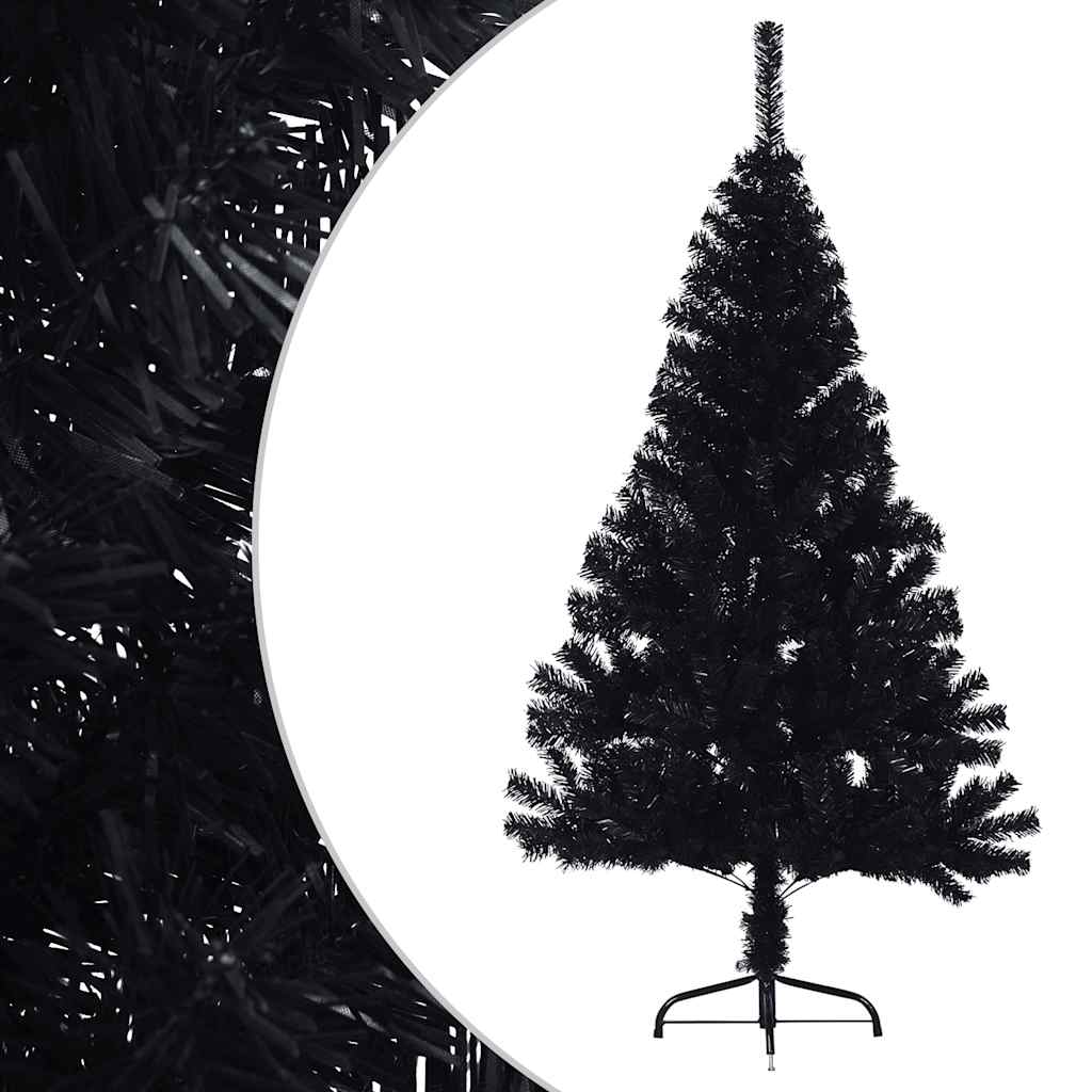 Vidaxl kunstkerstboom met standaard half 120 cm pvc zwart