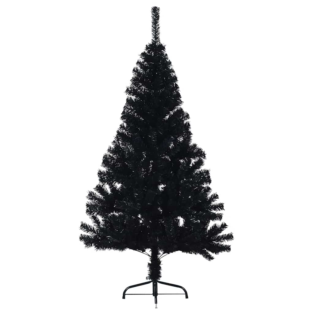 Vidaxl kunstkerstboom met standaard half 120 cm pvc zwart