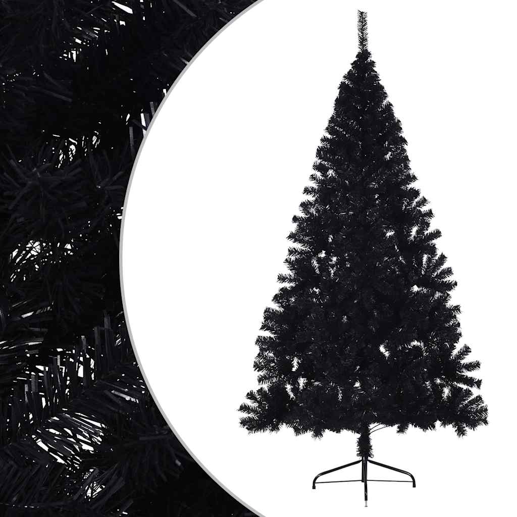 Vidaxl kunstkerstboom met standaard half 180 cm pvc zwart