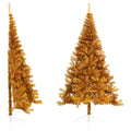 VidaXL Künstlicher Weihnachtsbaum, halber Baum mit Ständer, 240 cm, Kappe, goldfarben