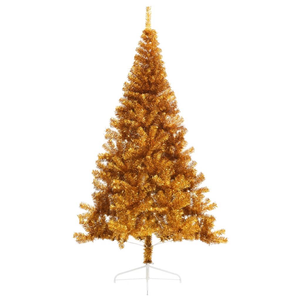 VidaXL Künstlicher Weihnachtsbaum, halber Baum mit Ständer, 240 cm, Kappe, goldfarben
