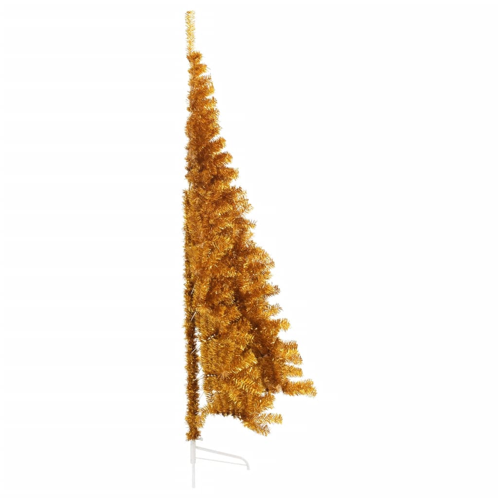 VidaXL Künstlicher Weihnachtsbaum, halber Baum mit Ständer, 240 cm, Kappe, goldfarben