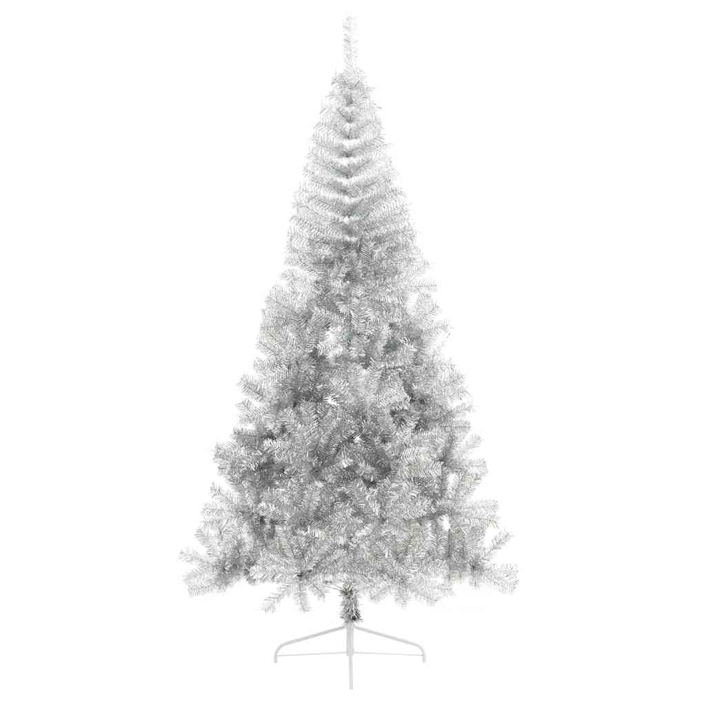 VidaXL Künstlicher Weihnachtsbaum, halber Baum mit Ständer, 210 cm, Kappe, silberfarben