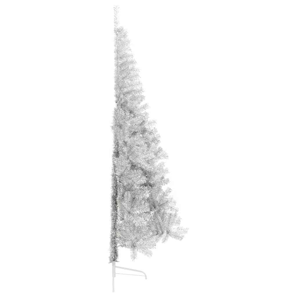 VidaXL Künstlicher Weihnachtsbaum, halber Baum mit Ständer, 210 cm, Kappe, silberfarben