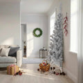 Vidaxl kunstkerstboom half met standaard 210 cm pet zilverkleurig