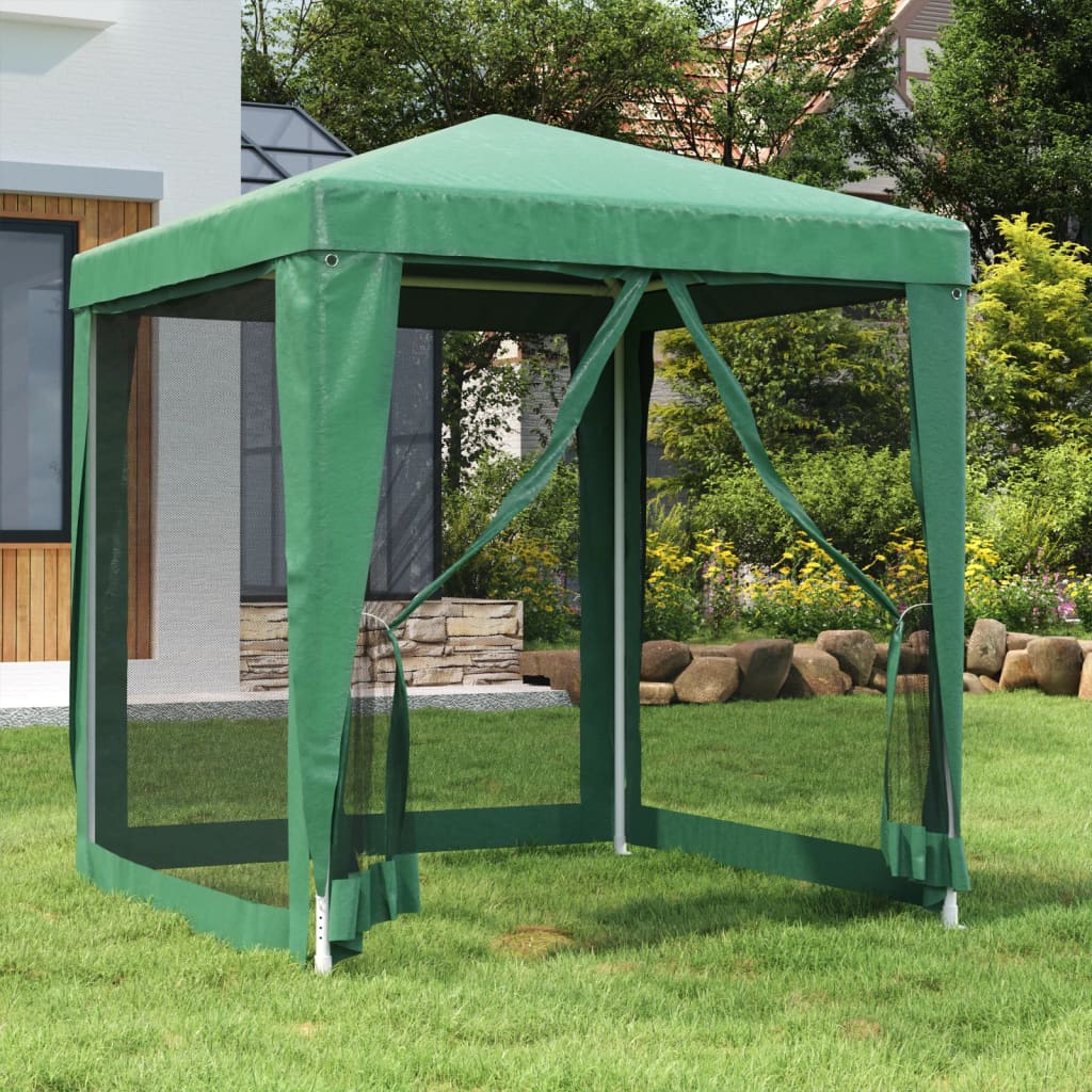 Vidaxl Party-Hüllen mit 4 Netzseitenwänden (2 x 2 m), HDPE, Grün