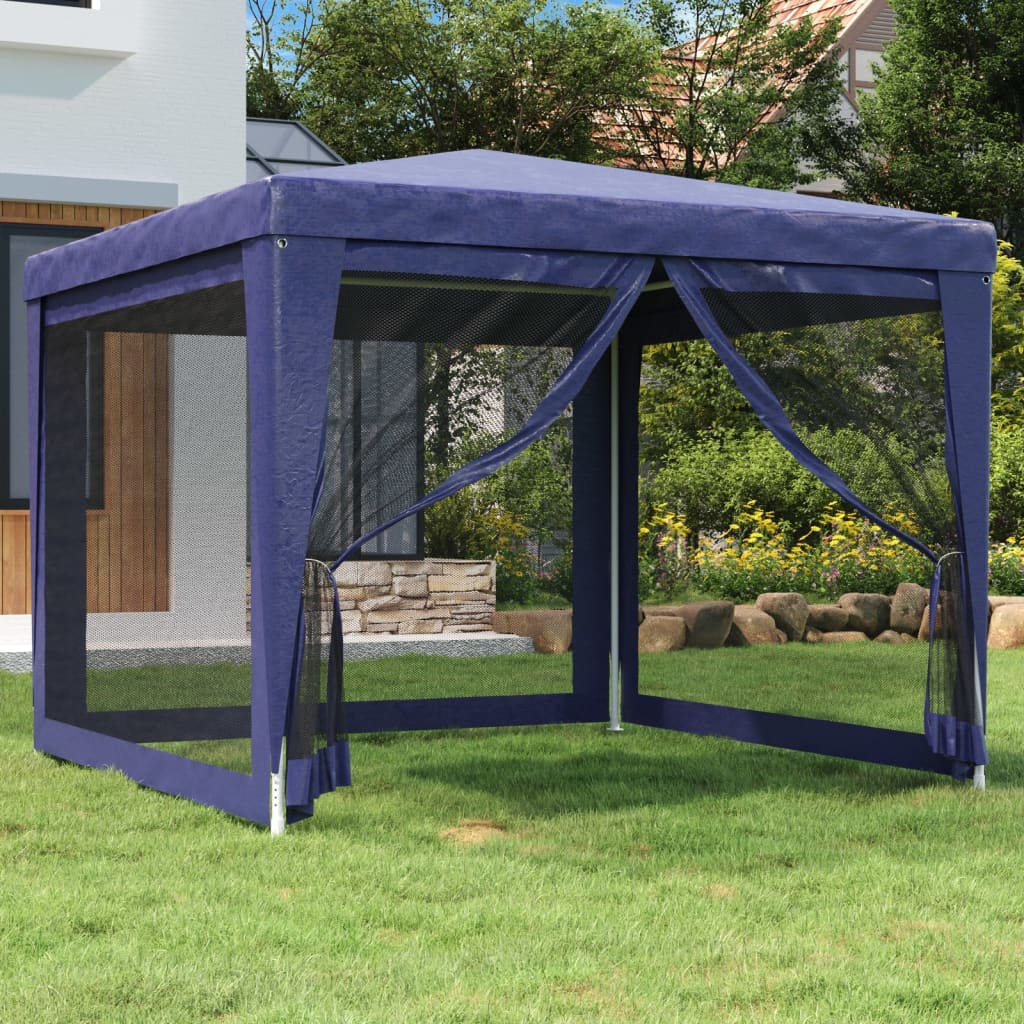 VIDAXL - Partysitze mit 4 Seitenwänden aus Netzgewebe (3x3 m), HDPE, blau