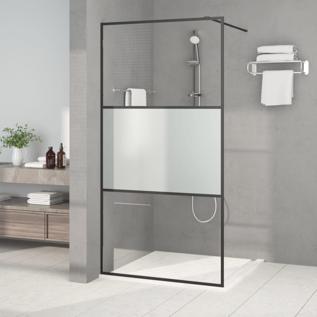 Vidaxx Walk-in Duschwand 100x195 cm, seidenmattes ESG-Glas, Schwarz