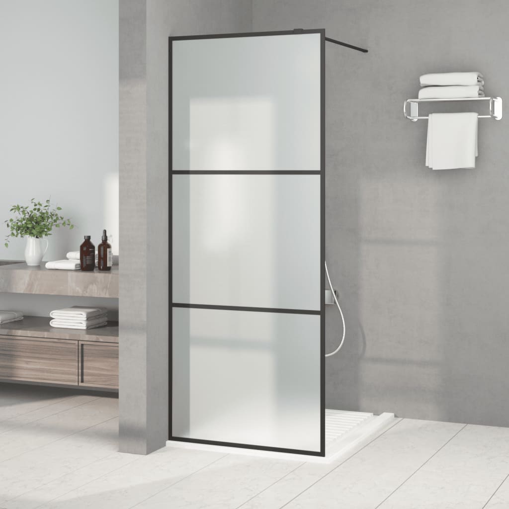 VidaXL Begehete Duschwand 80x195 cm MAT ESG Glas Schwarz
