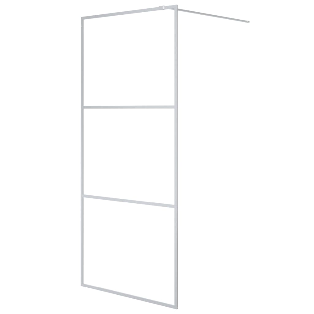 VidaXL begehete Duschwand 90x195 cm transparentes ESG-Glas Silber gefärbt
