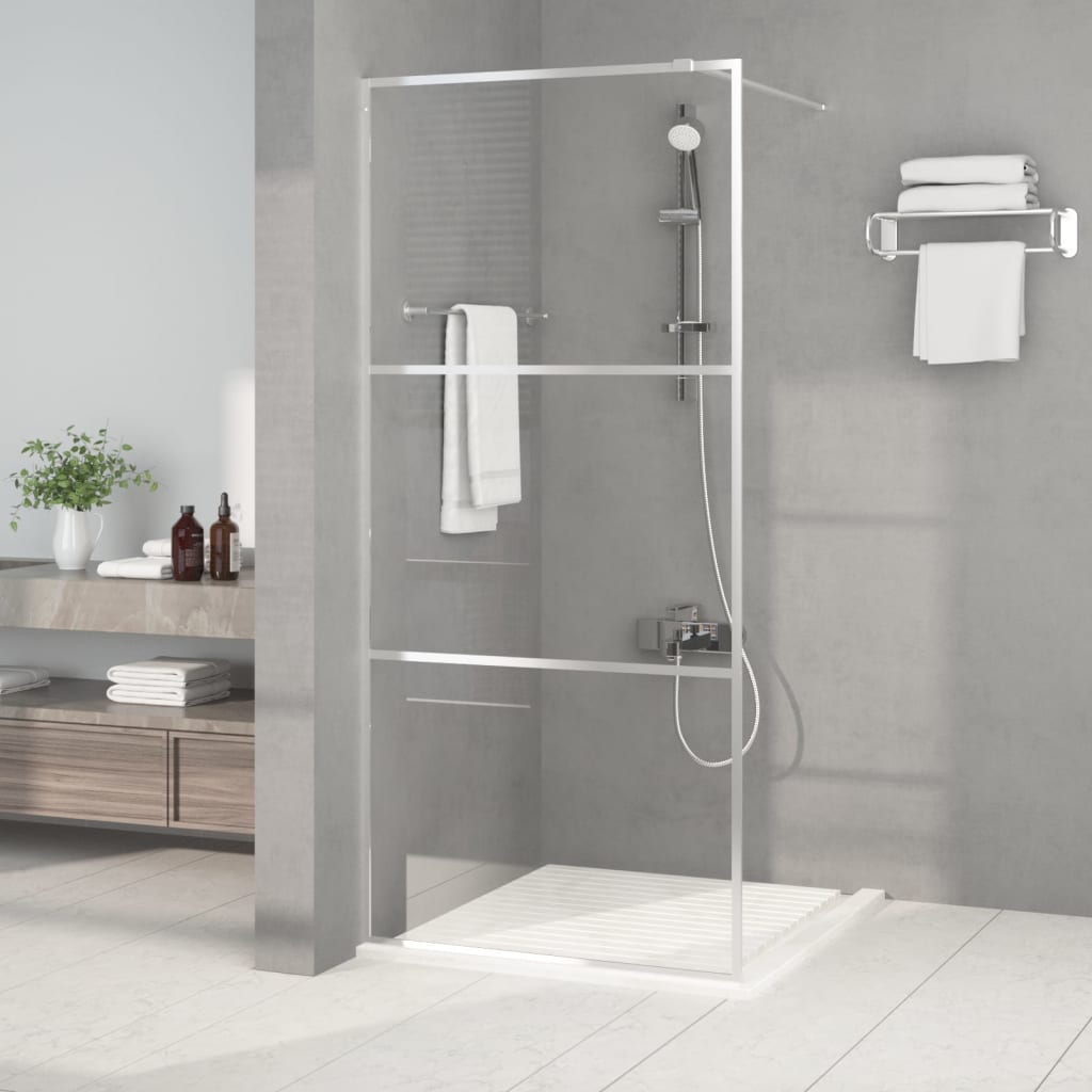 VidaXL begehete Duschwand 90x195 cm transparentes ESG-Glas Silber gefärbt
