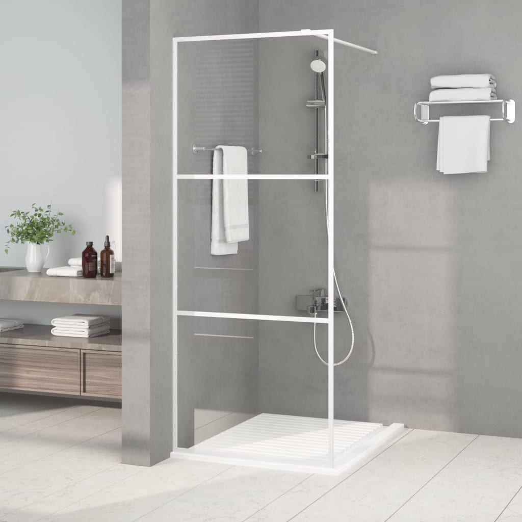 VidaXL Begehete Duschwand 80x195 cm Transparentes ESG-Glas Weiß
