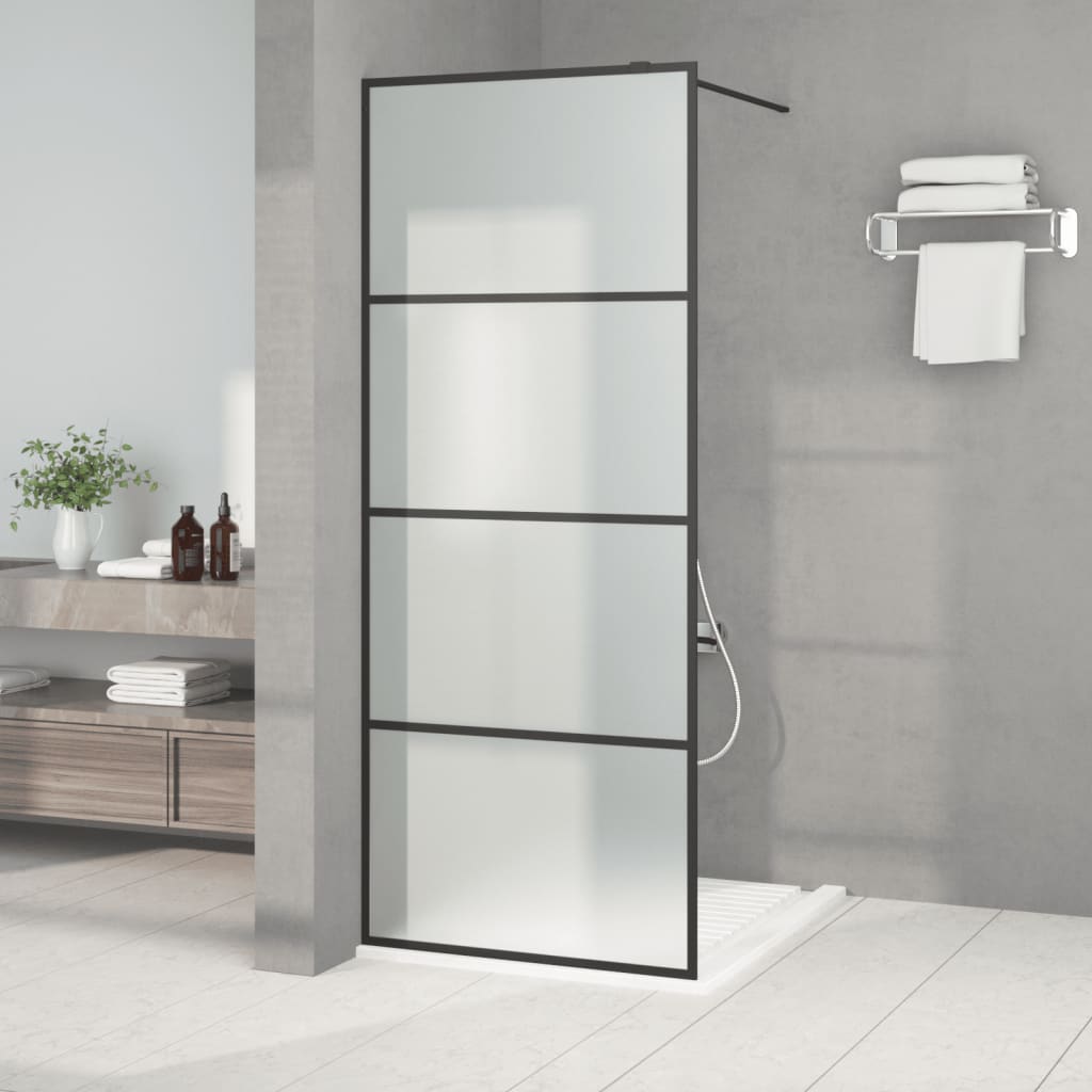 VidaXL Begehete Duschwand 80x195 cm MAT ESG Glas Schwarz