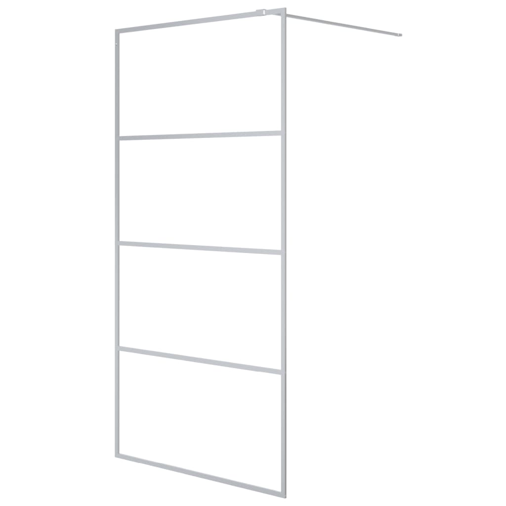 Vidaxl begehete Duschwand 100x195 cm transparentes ESG-Glas Silber lackiert