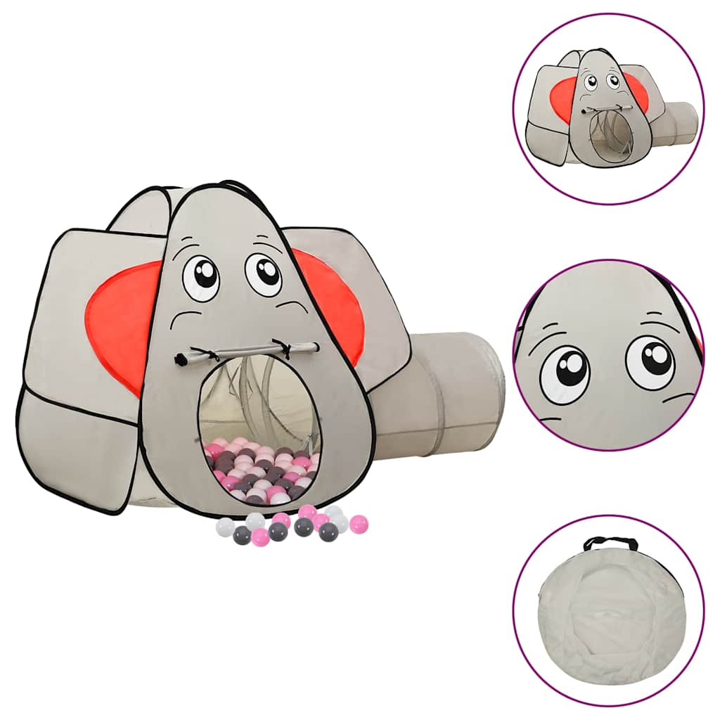 Vidaxl kinderspeeltent met 250 ballen olifant 174x86x101 cm grijs