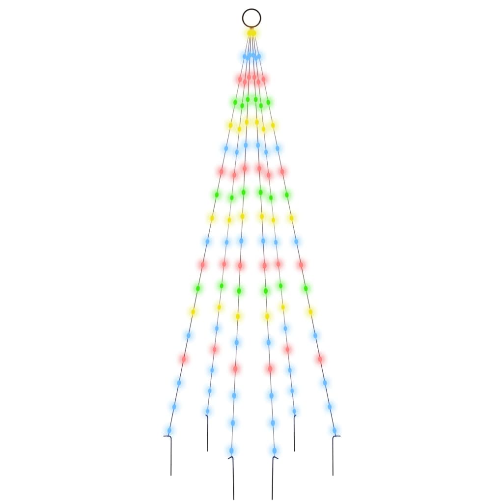 Vidaxl vlaggenmast kerstboom 108 led's meerkleurig 180 cm