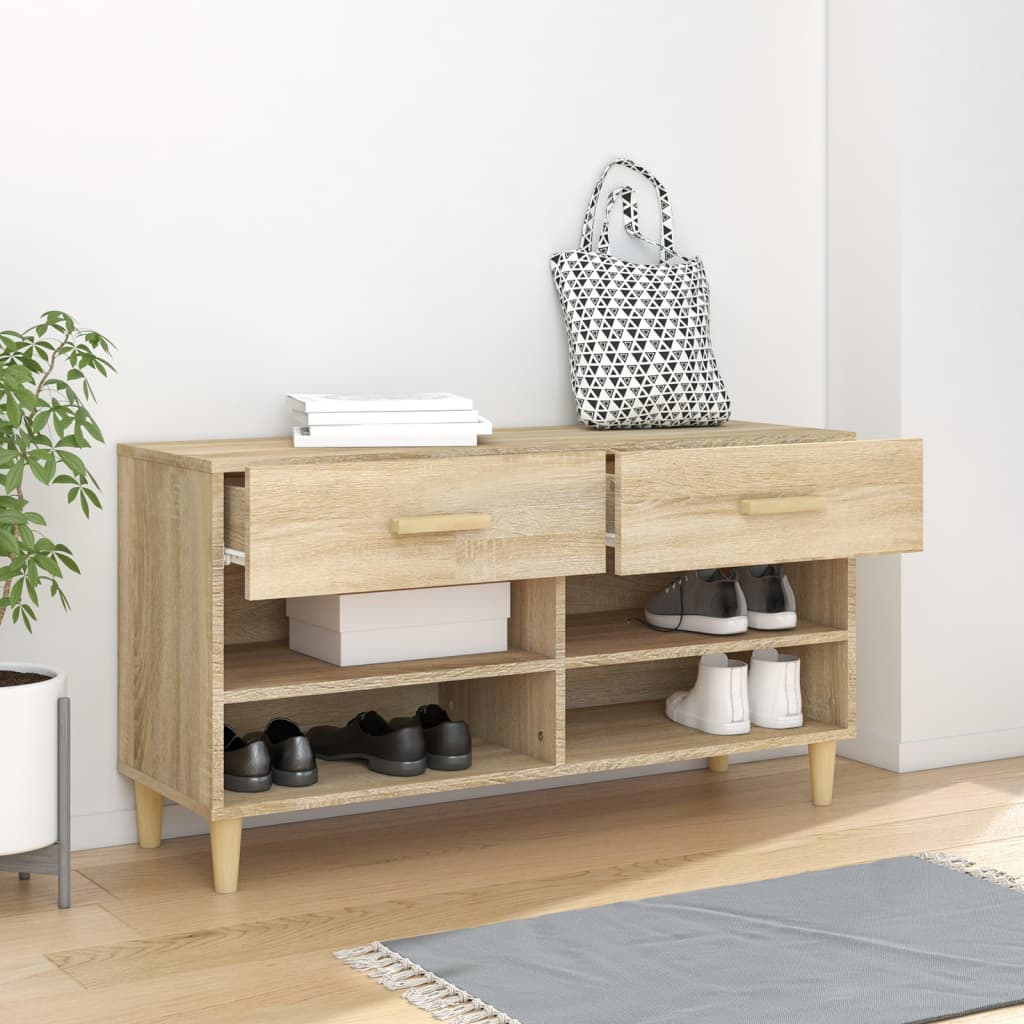 VIDAXL -Schuhschrank 102x35x55 cm richtig Holz Sonoma Eiche gefärbt