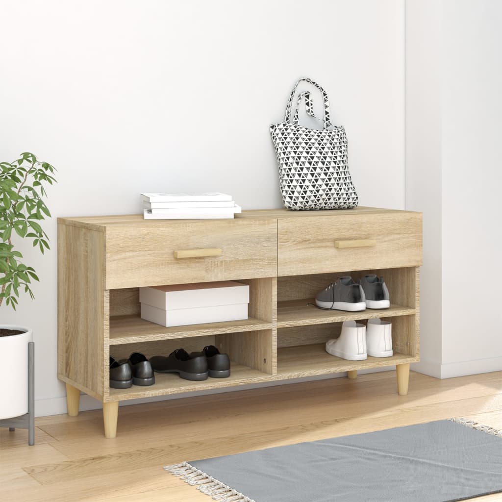 VIDAXL -Schuhschrank 102x35x55 cm richtig Holz Sonoma Eiche gefärbt
