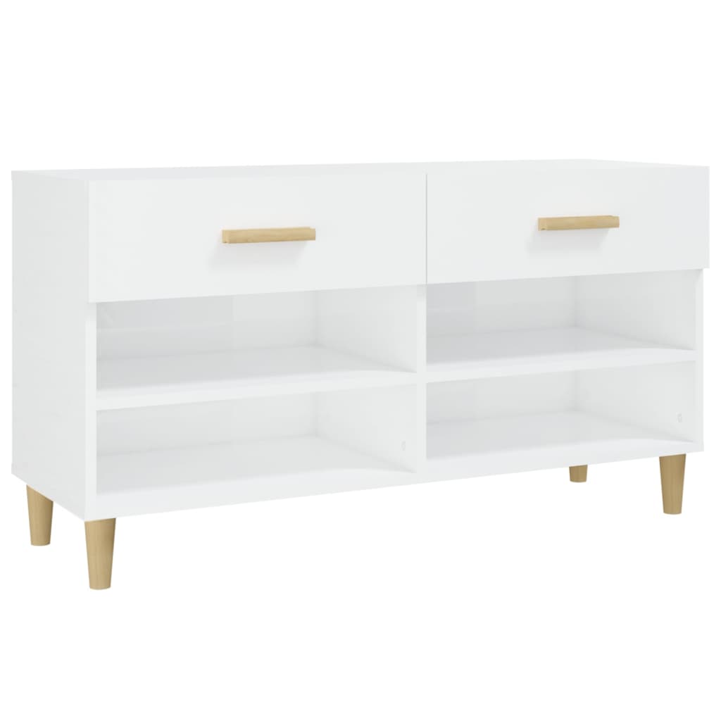 VidaXL Schuhschrank 102x35x55 cm verarbeitetes Holz Hochglanz weiß