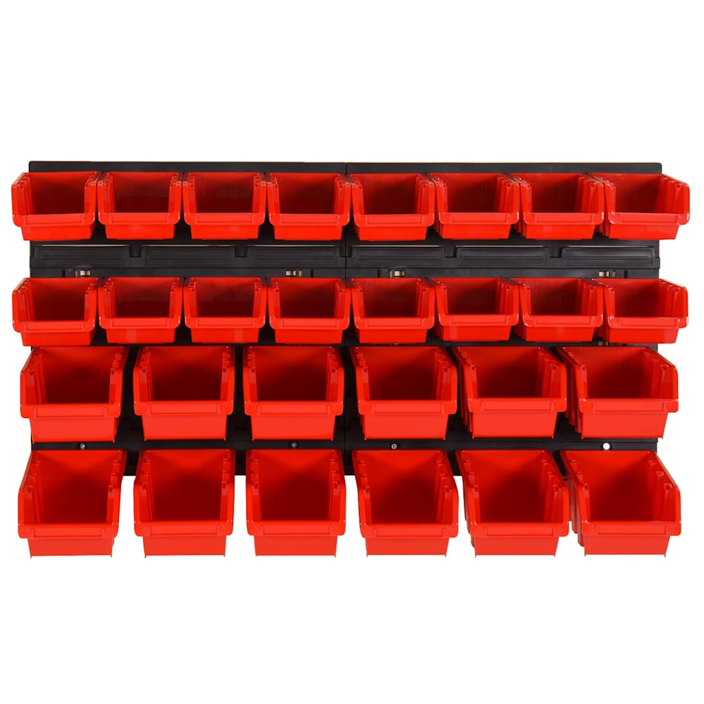 VidaXL 30-teiliges Sortiersystem-Set 77x39 cm Polypropylen Rot und Schwarz