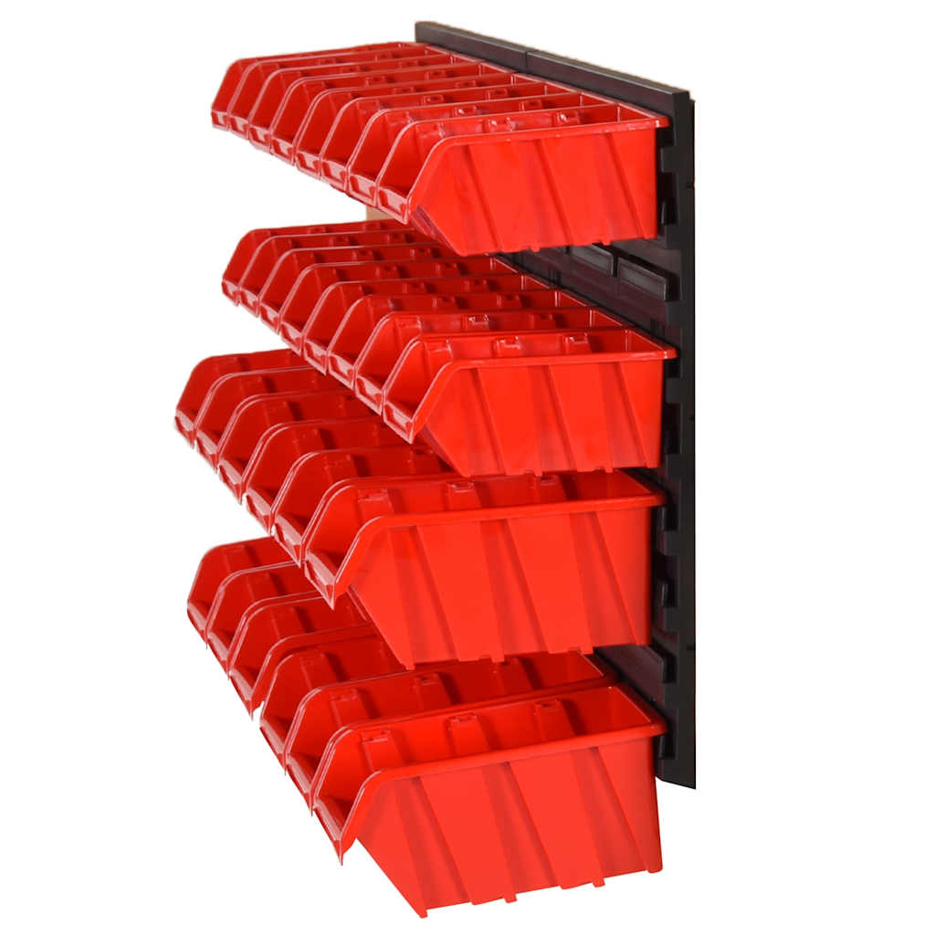 VidaXL 30-teiliges Sortiersystem-Set 77x39 cm Polypropylen Rot und Schwarz