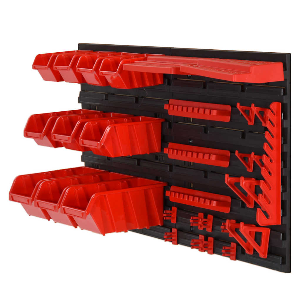 VidaXL 35-teiliges Sortiersystem-Set 77x39 cm Polypropylen rot und schwarz