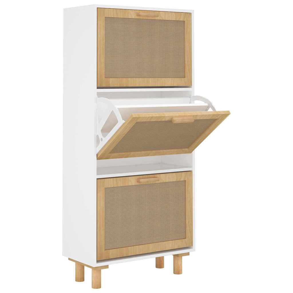 Vidaxx Schuhschrank 52x25x115 cm verarbeitetes Holz und natürlich Rattan Weiß