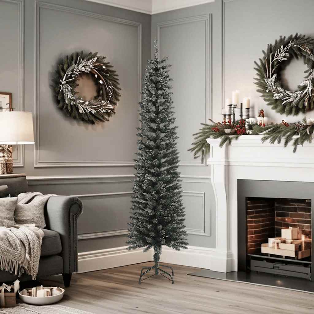 VidaXL Künstlicher Weihnachtsbaum mit Ständer, schmal, 180 cm, PVC, Grün