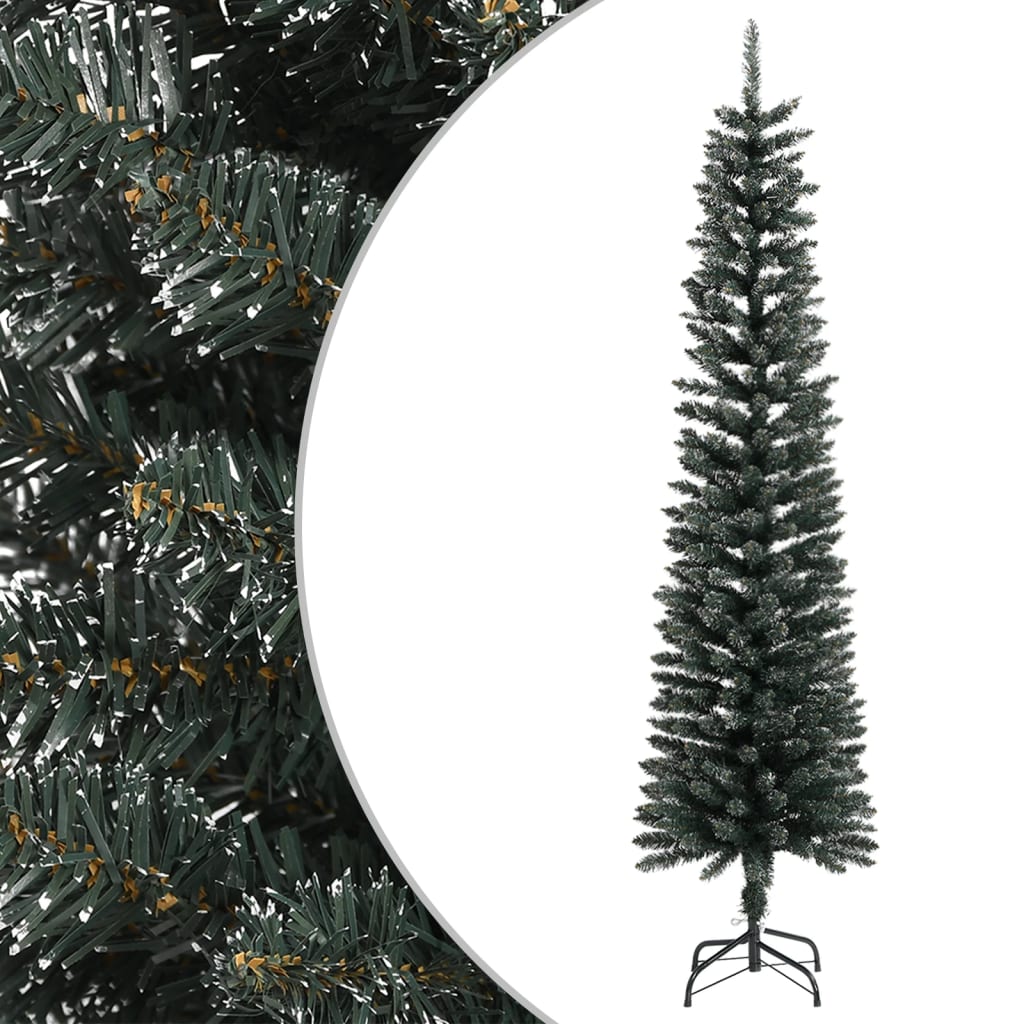 Vidaxl kunstkerstboom met standaard smal 210 cm pvc groen