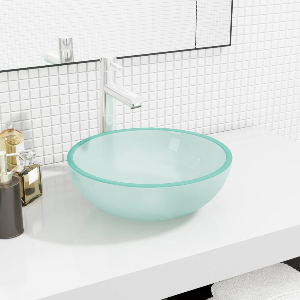 VIDAXL WASCHBECKEN 35X12 CM TEILTER GLAS MATT