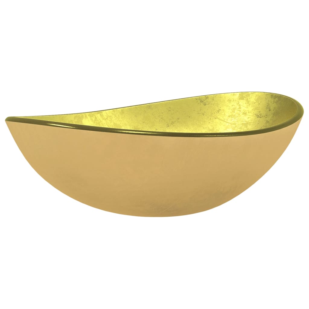 VIDAXL Waschtisch 54,5 x 35 x 15,5 cm, gehärtetes Glas, goldfarben