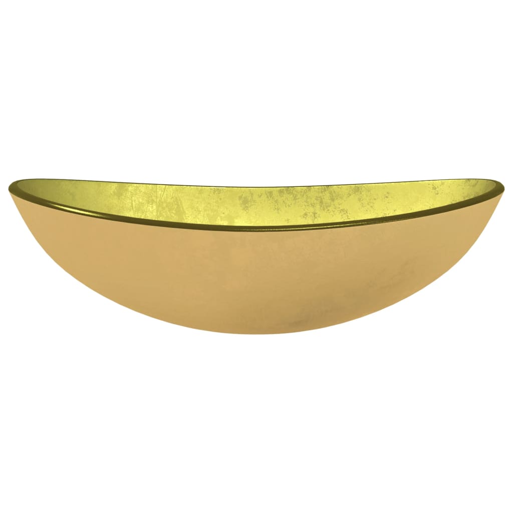 VIDAXL Waschtisch 54,5 x 35 x 15,5 cm, gehärtetes Glas, goldfarben