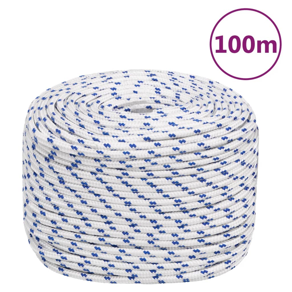 VidaXL Bootsseil 10 mm 100 m Polypropylen Weiß