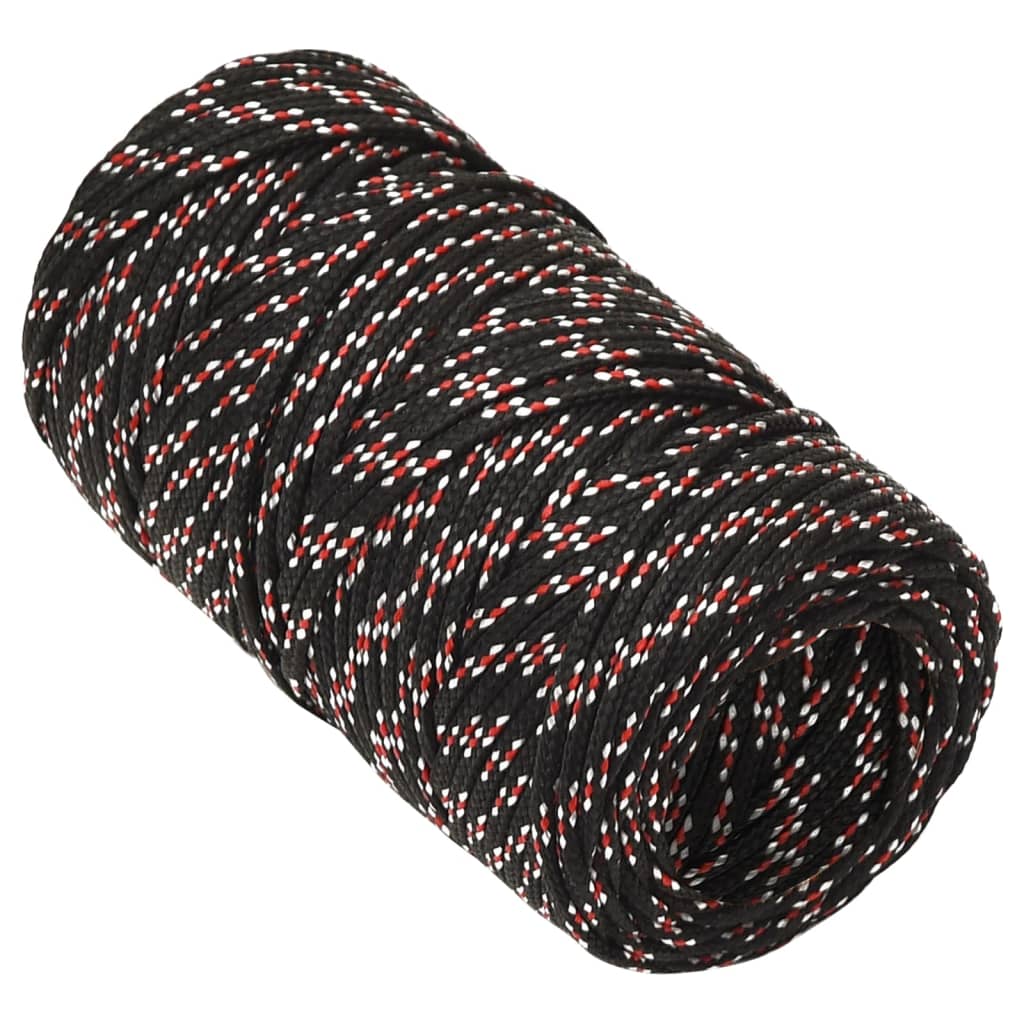 VidaXL Bootsseil 2 mm 100 m Polypropylen Schwarz