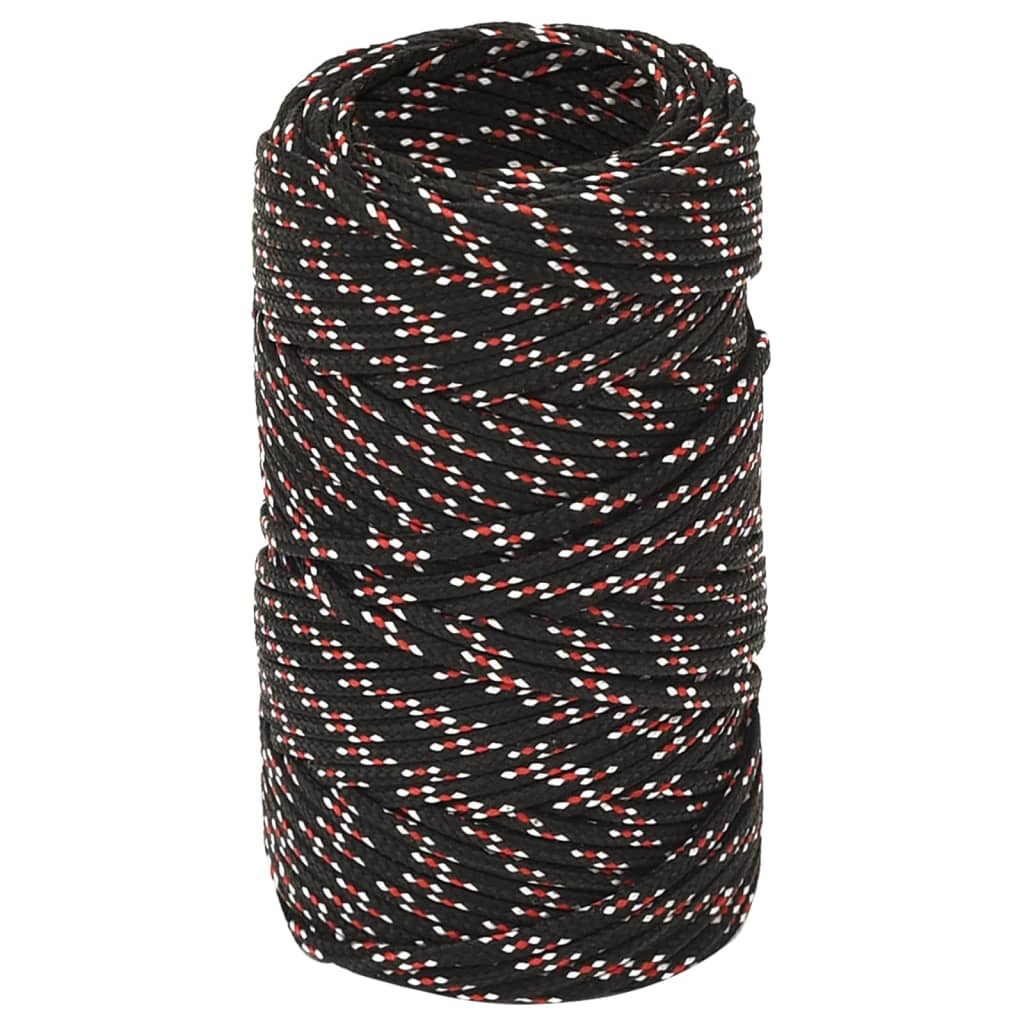 VidaXL Bootsseil 2 mm 500 m Polypropylen Schwarz
