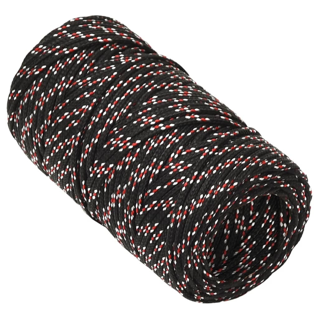 VidaXL Bootsseil 2 mm 500 m Polypropylen Schwarz