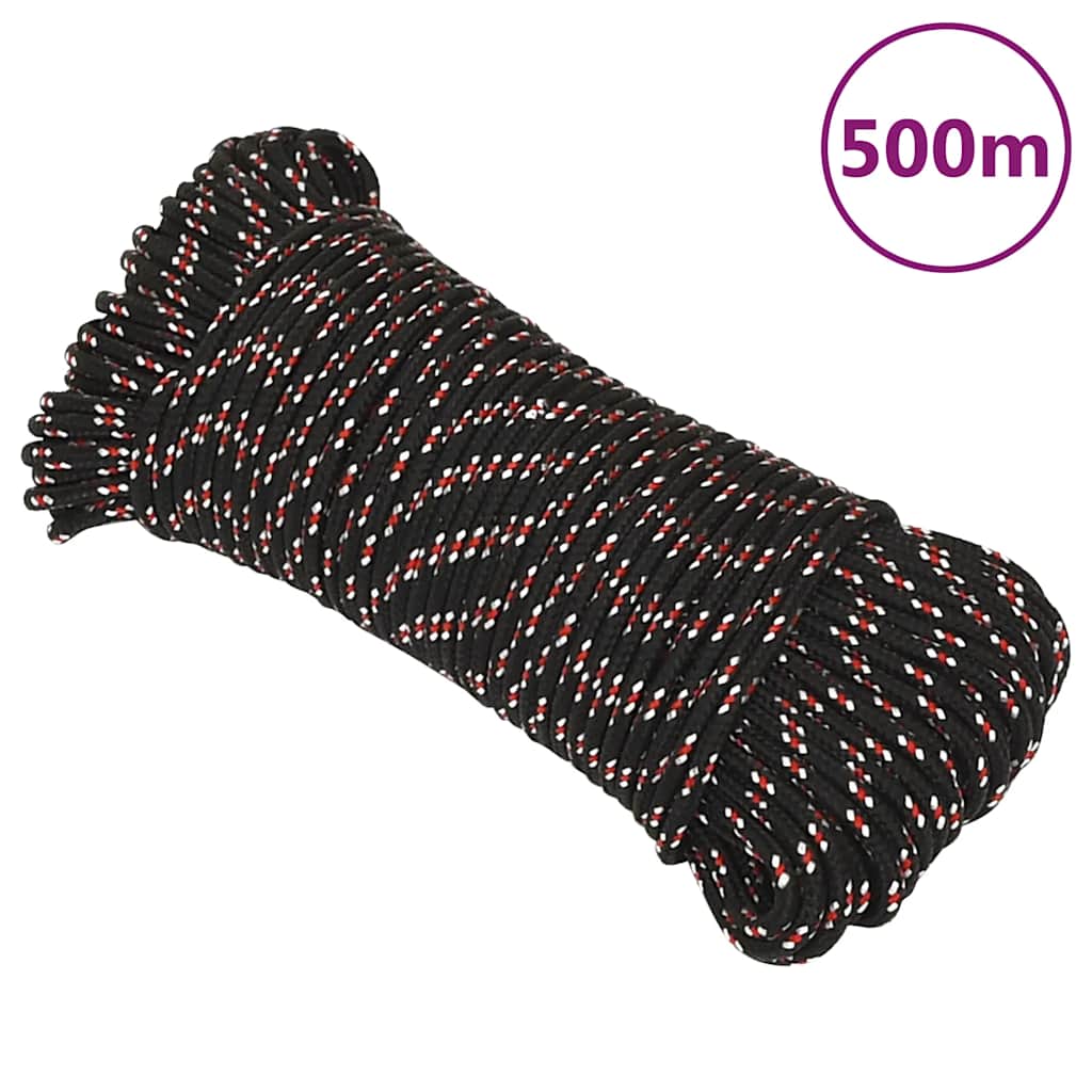 VidaXL Bootsseil 3 mm 500 m Polypropylen Schwarz